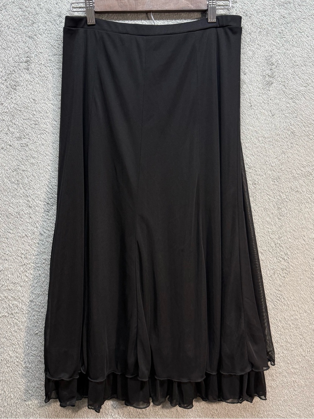 Vintage Connected Apparel Black Mesh Ruffle Hem Midi Skirt - Size Medium
